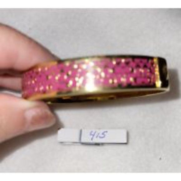Coach Gold Pink Metal Bangle Bracelet 1/2" Wide Stamped .......415 - Picture 2 of 9